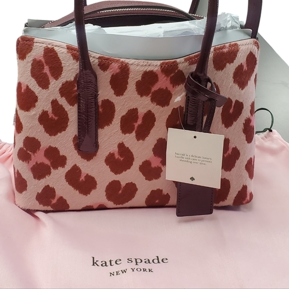 Fall Kate Spade Women's Margaux Haircalf Medium Satchel Bag/ Animal Print Purse - Picture 3 of 3